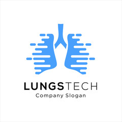  lungs technology logo design vector, respiratory system logo designs, lungs tech Idea logo design inspiration
