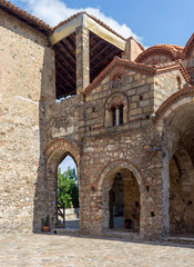 Fototapeta na wymiar The patio christian, orthodox church close-up (Mystras, Greece, Peloponessus)