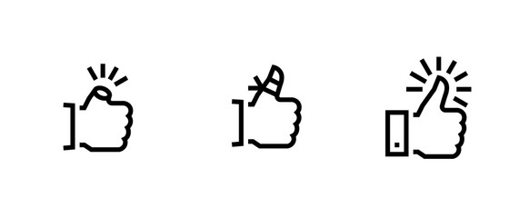 Set of Thumbs up down icons. Editable line vector.