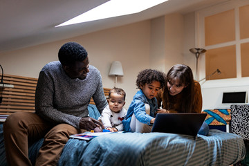 Happy family having fun at home