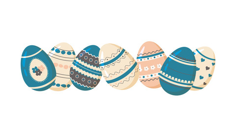 Easter eggs. Easter eggs with beautiful drawings. Happy Easter.Hand-drawn. Vector illustration.