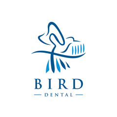 Bird Dental Logo Design Vector. 