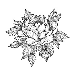 Hand drawing flower for greeting card, invitation, Henna drawing and tattoo template. Vector illustration