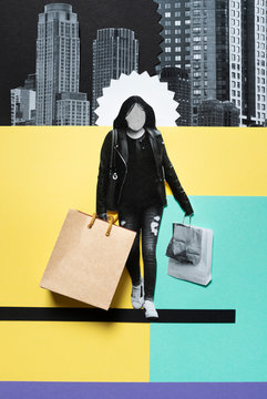 Woman with shopping in the city