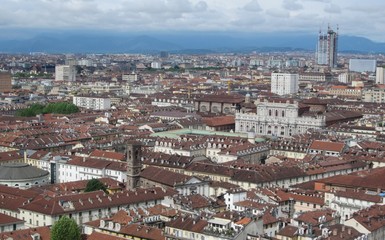 A Beautiful Rooftop View of Turin in Italy with Cloudy Weather 