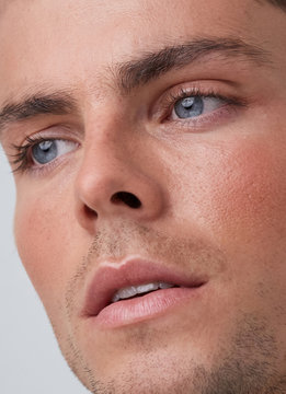 Beautiful man skincare closeup