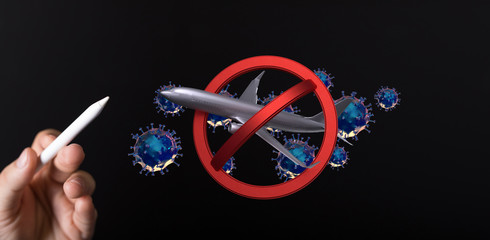 travel with plane prohibited warning sign