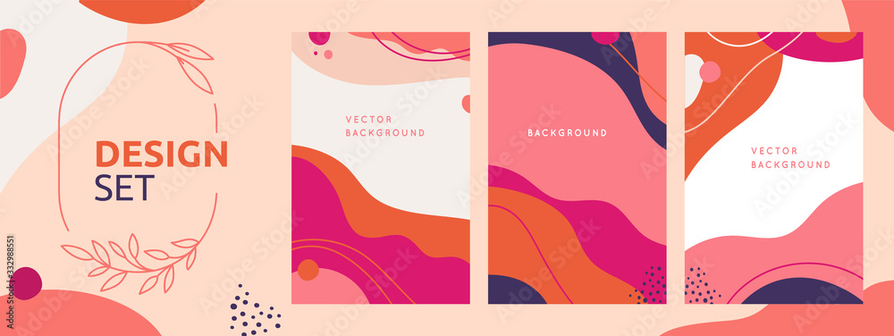 Poster Vector set of abstract creative backgrounds in minimal trendy style with copy space for text - design templates for social media posts and stories - simple, stylish and minimal wallpaper designs 