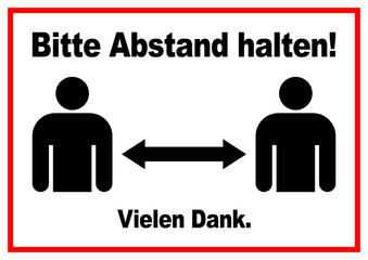 ds70 DiskretionSchild - text in deutsch: Bitte 2 m Abstand halten! - Vielen Dank. - Kunden Wartebereich - Hygienemassnahme, Infektionsschutz (keep distance) - Poster DIN A1 A2 A3 A4 - xxl g9367