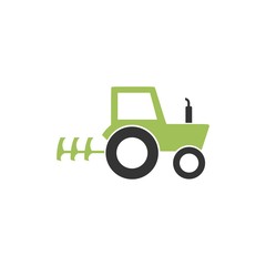Green tractor icon isolated on white background