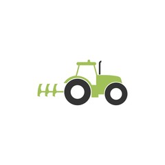 Green tractor icon isolated on white background