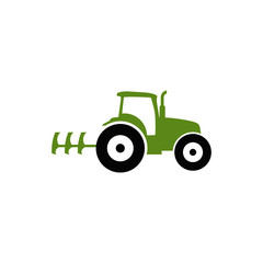 Green tractor icon isolated on white background