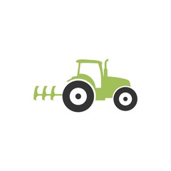 Green tractor icon isolated on white background