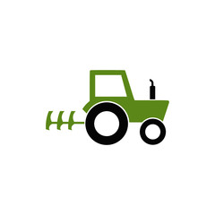 Green tractor icon isolated on white background