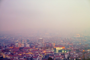 Fototapeta na wymiar Panoramic view of Ankara city 4K. Ankara is the capital city of Turkey 