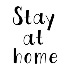 Stay at home quote. Self isolation quarantine lettering. Hand drawn vector calligraphy. T-shirt, poster, banner, badge, emblem, sticker
