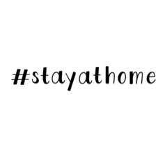 Hashtag stay at home. Self isolation quarantine lettering. Hand drawn vector calligraphy. T-shirt, poster, banner, badge, emblem, sticker