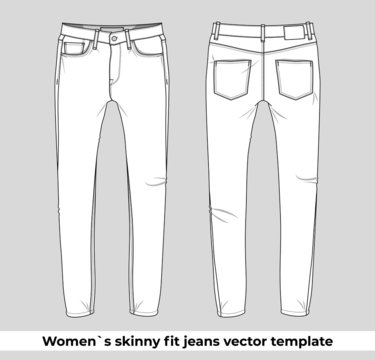 Women`s skinny fit jeans vector template