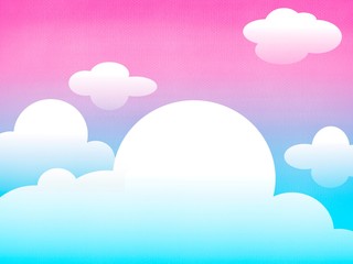beautiful sky and cloud background, illustration white graphic  cloud and sky background, white fog flowing on sweet color background ,frame graphic wallpaper with copy space