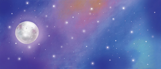 Obraz na płótnie Canvas moon in the starry colorful universe