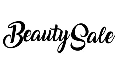 Beauty sale calligraphy letters on white background.