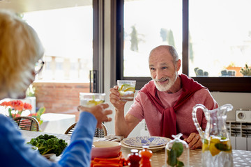 Senior couple drinking lemonade