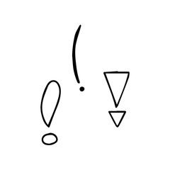 Vector illustration Hand drawn question mark and exclamation point. Question mark and exclamation point isolated on white.