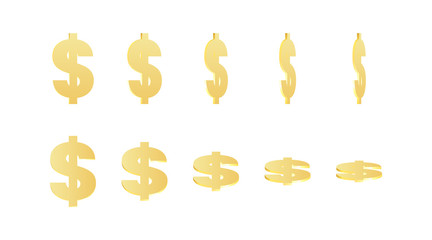 Rotating golden dollar sign. 3d realistic dollar