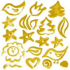 Collection of ink, ink, brush strokes, brushes, lines, grungy