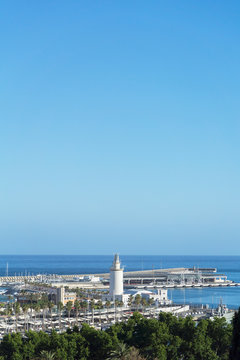 Aerial view of the port of Malaga, "Muelle uno"