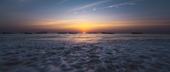 Dramatic view of a sunset in the right moment from the beach
