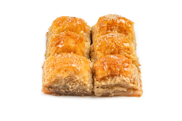 Delicious sweet baklava isolated on white background.