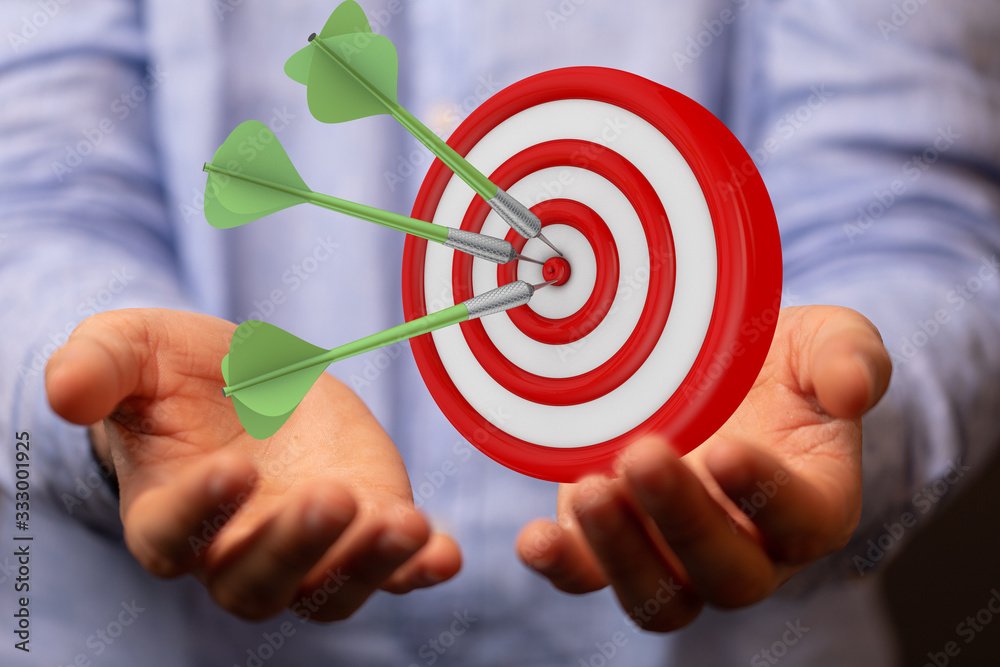 Poster marketing and communication success concept dart.