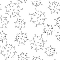 Seamless doodle background with bacteria.
