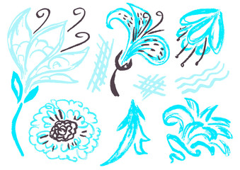 Cute childish drawing with wax crayons