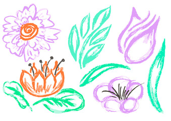 Cute childish drawing with wax crayons