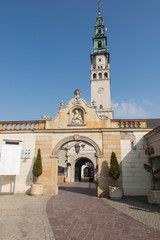 Czestochowa, Poland, 19 March 2020: Entrance gate to the sanctuary of the Mother of God in Jasna Góra in Częstochowa. Because of the Coronavirus COVID-19 epidemic, there are no people © rparys