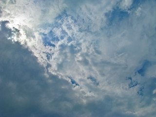 Two Forces Clashed in Heaven, Dark and Light Clouds Forming a Grandiose Relief Picture