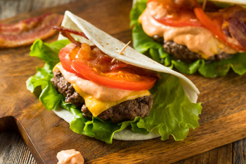 Homemade Cheeseburger Taco in a Tortilla