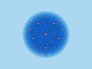 Abstract advertising background, blue red disk, ornament-decor gradient modern decorative pattern