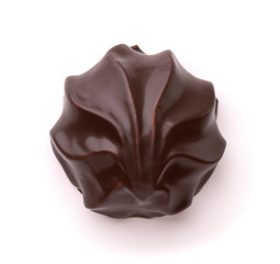 Top view of chocolate coated zefir