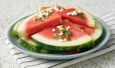 Watermelon with Feta Cheese and Mint