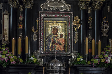 Czestochowa, Poland, March 19, 2020: Jasna Gora Monastery: chapel and Wonderful Image of the Black...