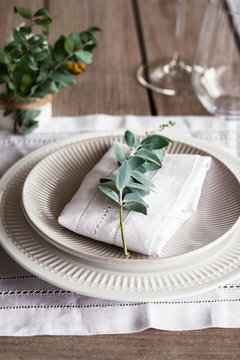 table decor, wattle leaf sprig