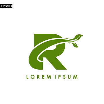 Initial Letter R Leaf Logo Template