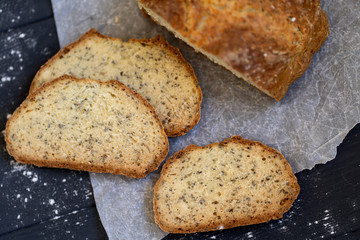 bread with chia seeds,top view