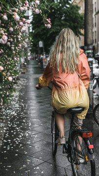 Beautiful woman on a bike