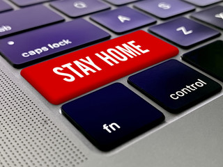 Fototapeta premium Stay home on laptop keypad