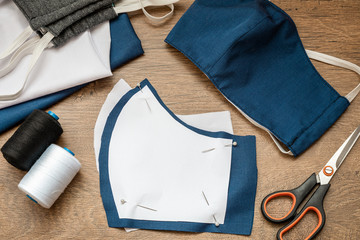 Sewing protective face masks at home during a covid-19 pandemic