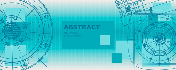 Abstract drawing. Mechanical engineering drawing. Engineering technological vector wallpaper